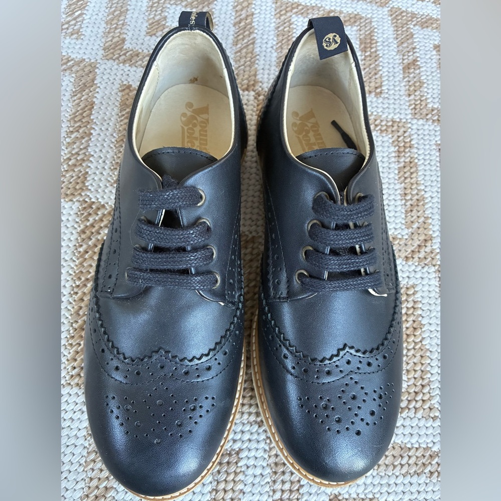 Young Soles Black Leather Brogues NWOT Unisex Size 36
